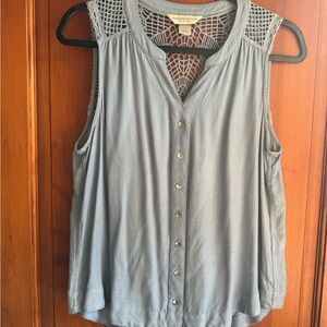 Christopher & Banks Sleeveless 100% cotton Blue Sleeveless Blouse